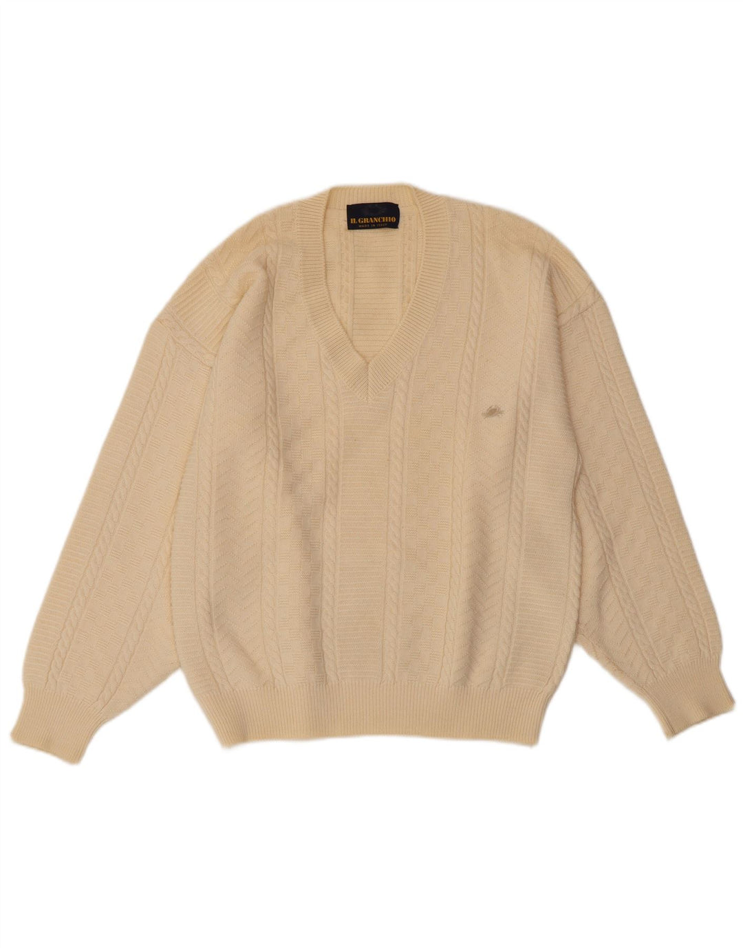 IL GRANCHIO Pull Col V Homme Blanc Cassé Moyen