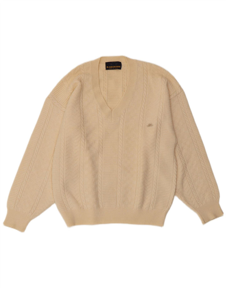 IL GRANCHIO Pull Col V Homme Blanc Cassé Moyen