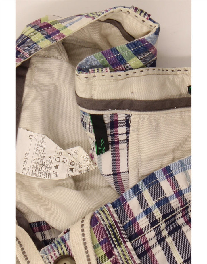 BENETTON Mens Cargo Shorts IT 46 Small W32  Multicoloured Check Cotton