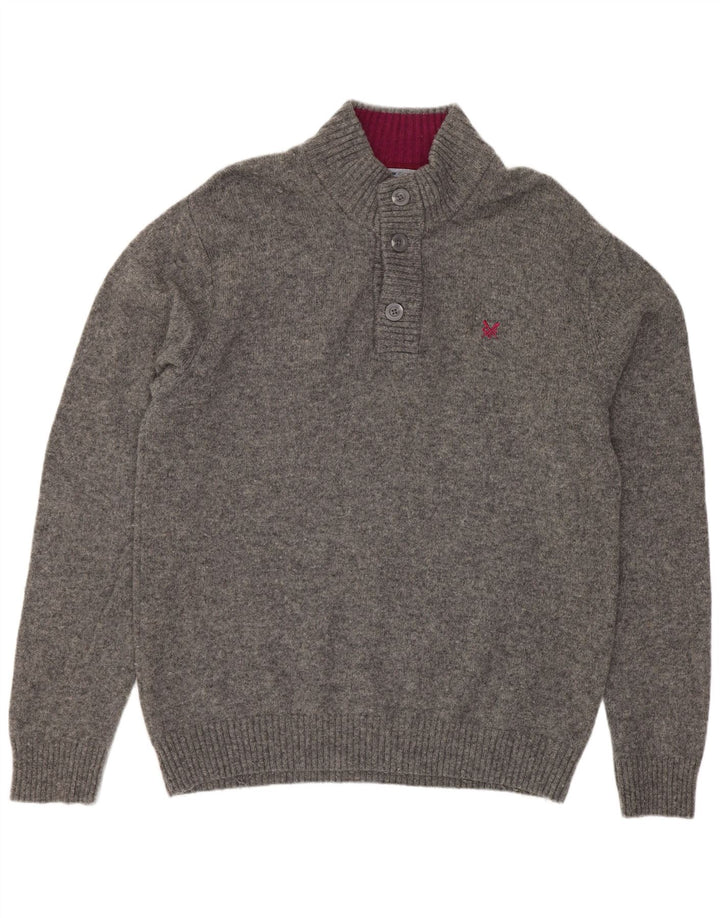 Crew Clothing Pull à col boutonné pour homme XL en laine grise