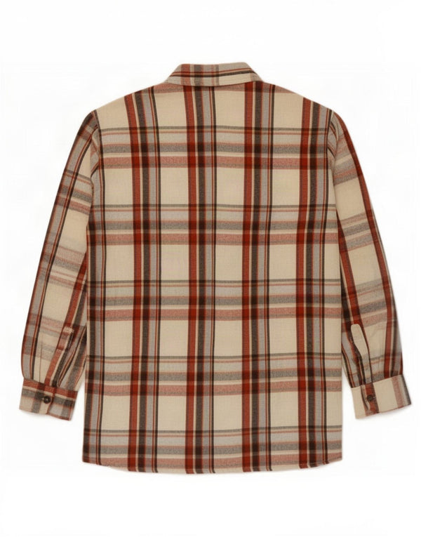 vintage Mens Flannel Shirt Taille 16 Grand coton à carreaux multicolores