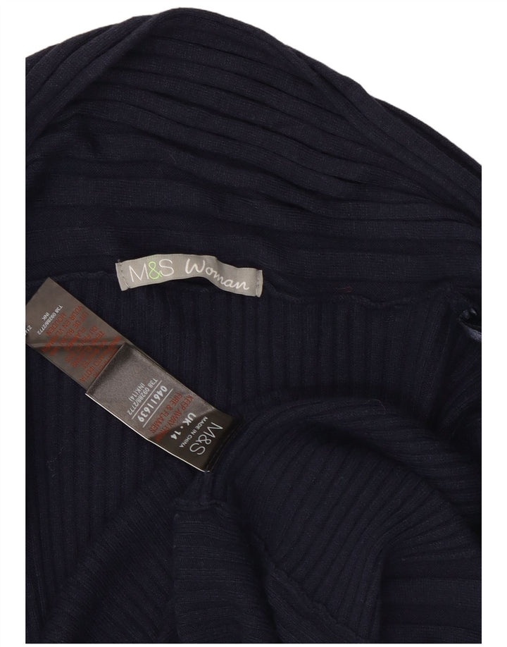 Marks & Spencer Pull cardigan long pour femme UK 14 Bleu marine moyen