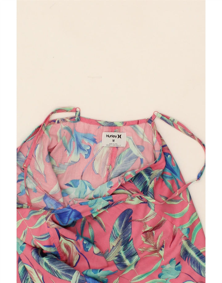 HURLEY Womens Cami Top UK 12 Medium Pink Floral Cotton Vintage Hurley and Second-Hand Hurley from Messina Hembry 