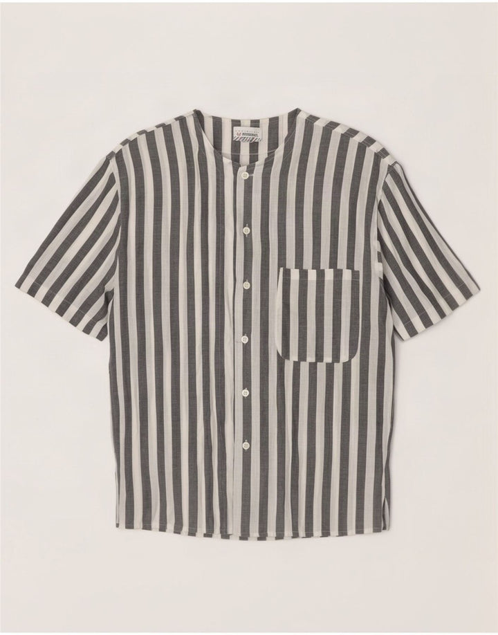 Stefanel Chemise à manches courtes pour homme en coton rayé blanc moyen