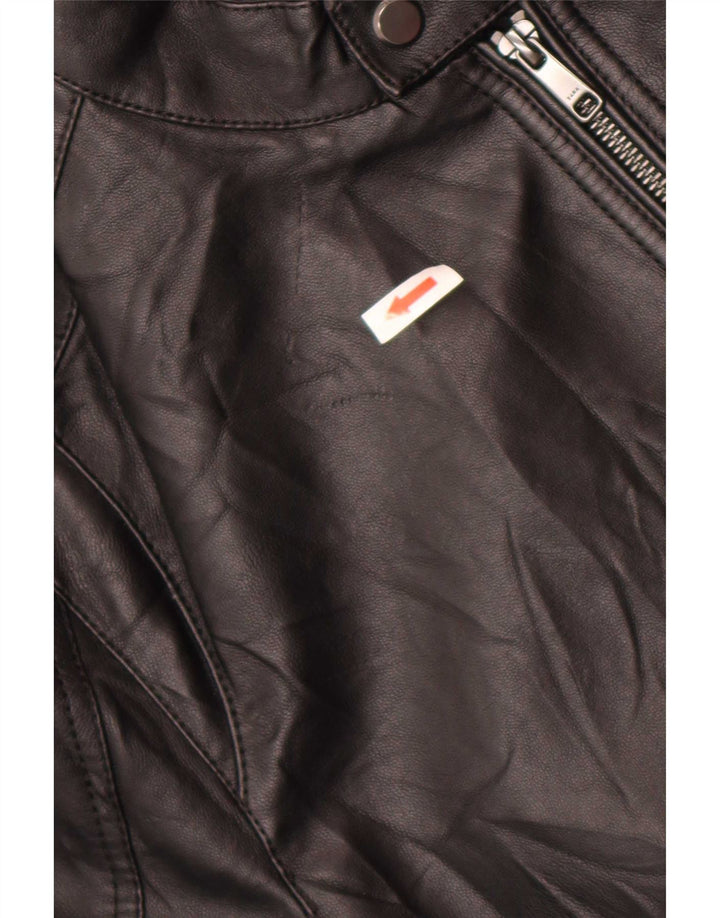 Zara Veste bomber en simili cuir pour homme UK 40 Large Noir Polyester