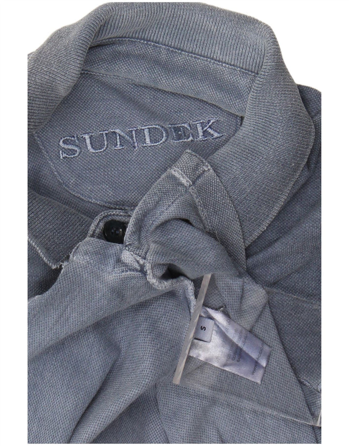 SUNDEK Polo à manches longues pour homme en coton bleu petit