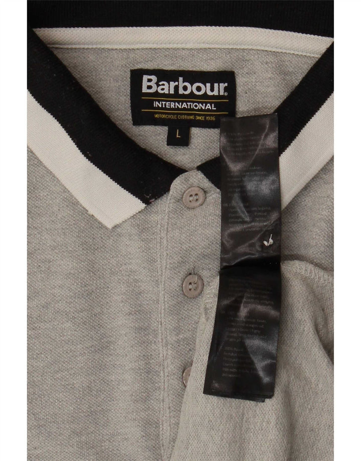 Barbour Polo Homme Grand Gris Colorblock Coton