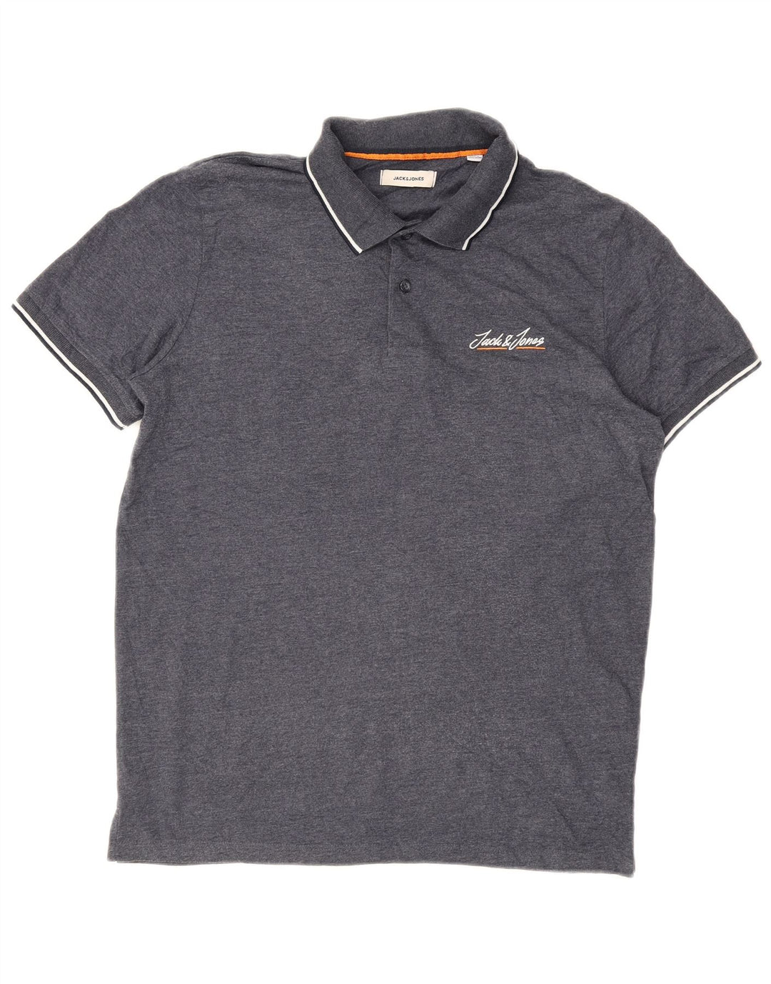 JACK & JONES Polo Homme Large Gris Rayé Coton