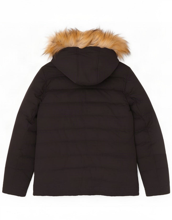 Fat Face Veste matelassée à capuche pour femme UK 14 Large Noir Polyester