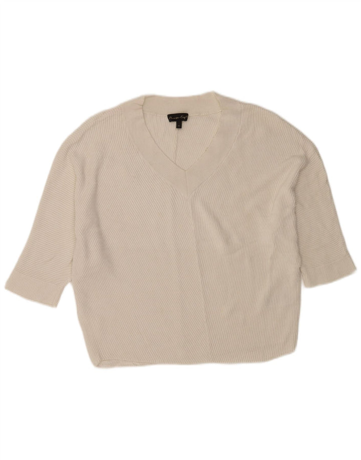 Phase Eight Pull court surdimensionné à col en V pour femme UK 10 Petit Blanc