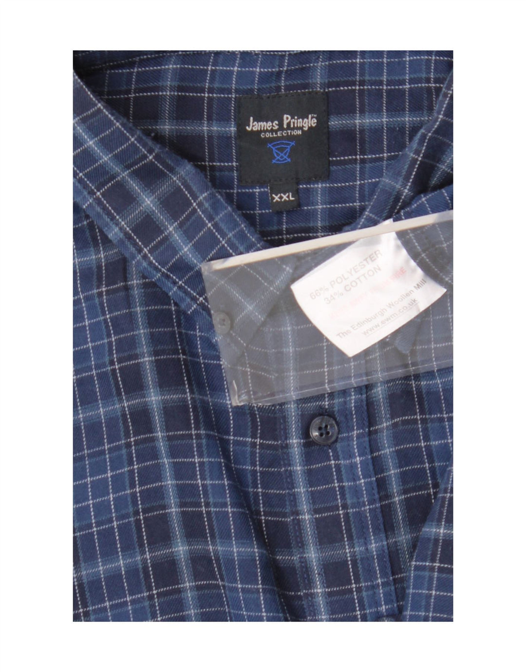 James Pringle Chemise Homme 2XL Bleu Marine à Carreaux Polyester