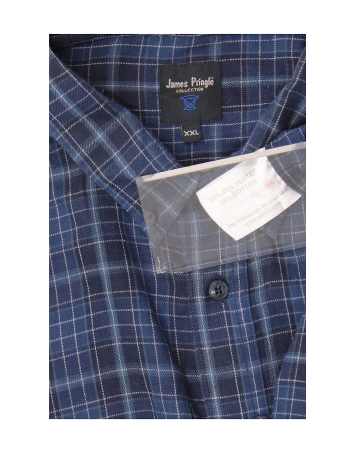 James Pringle Chemise Homme 2XL Bleu Marine à Carreaux Polyester