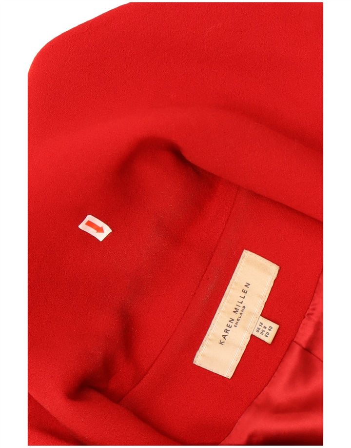Karen Millen Veste Blazer 3 Boutons Femme UK 12 Laine Rouge Moyen