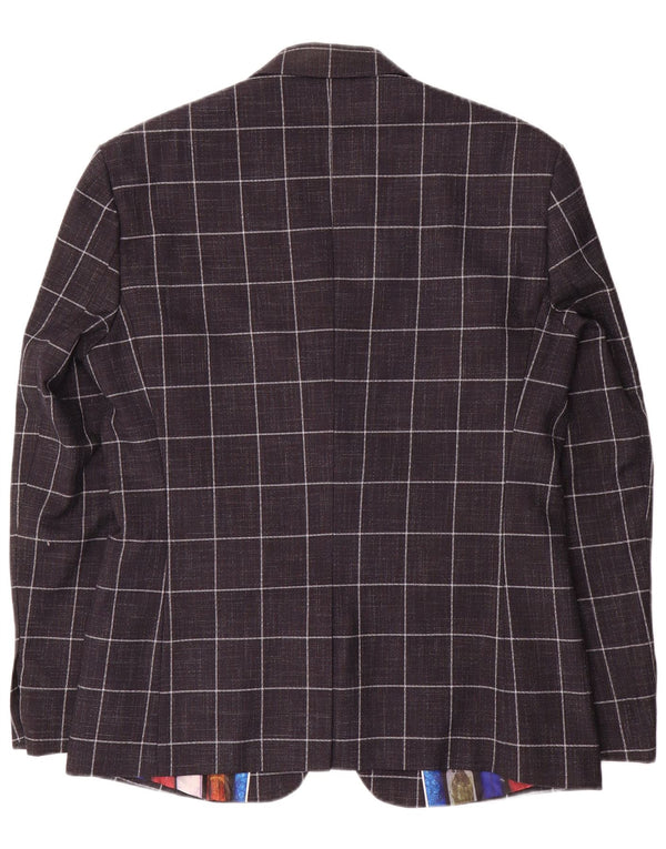 Cavani Veste Blazer 2 Boutons Homme UK 42 XL Bleu Marine à Carreaux Polyester