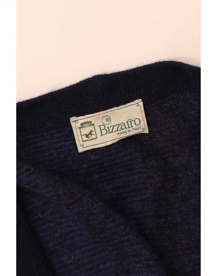 Bizzarro Cardigan Homme Pull XL Bleu Marine Rayé Laine