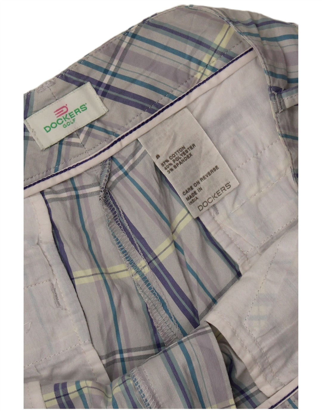 DOCKERS Short décontracté pour femme US 8 Medium W34 Gris à carreaux en coton