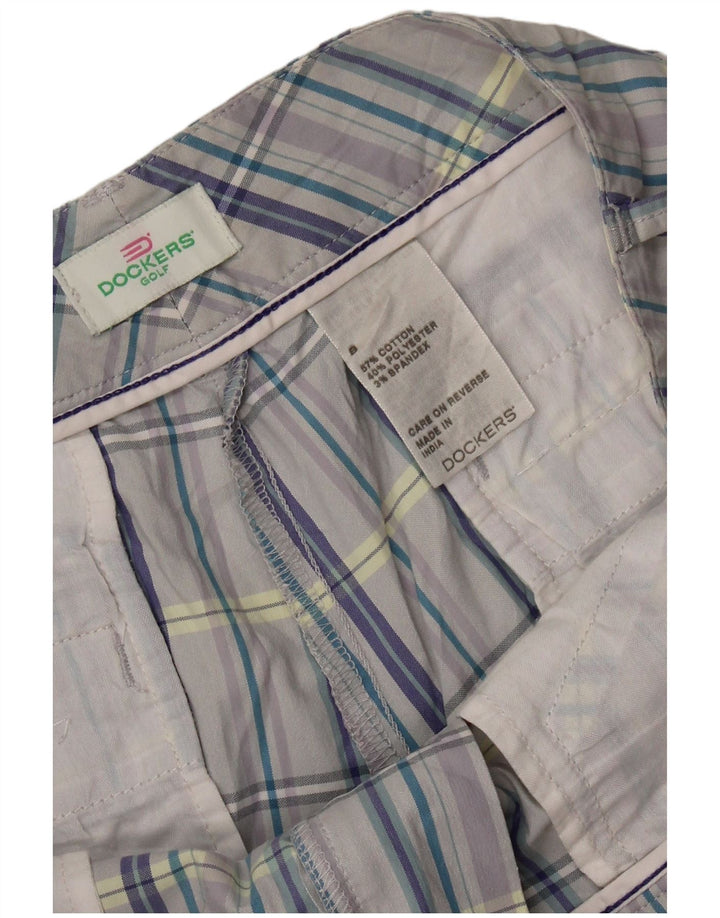 DOCKERS Short décontracté pour femme US 8 Medium W34 Gris à carreaux en coton