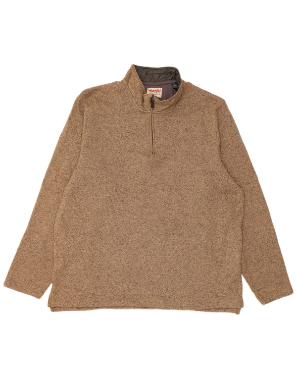 Wrangler Sweat-shirt col zippé pour homme XL en polyester moucheté marron