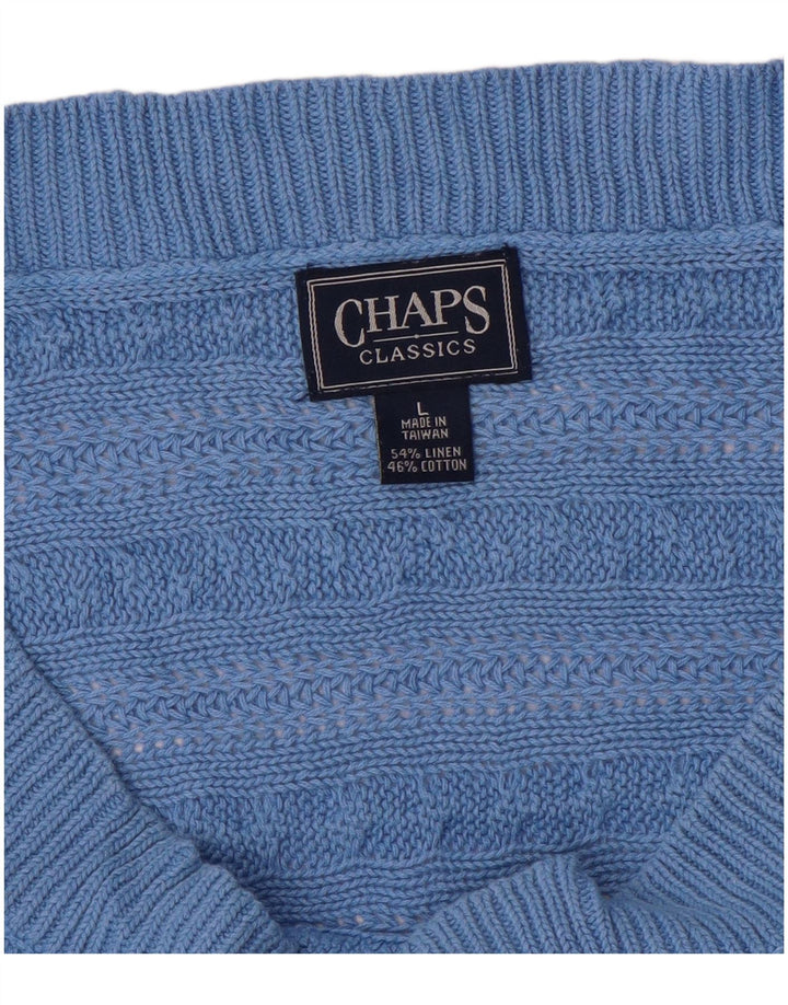 CHAPS Pull à manches 3/4 et col bateau pour femme UK 16 Large Bleu Coton