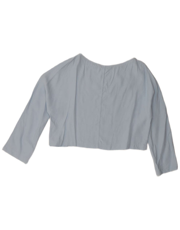 Zara Womens Crop Blouse Top UK 14 Large Bleu Viscose
