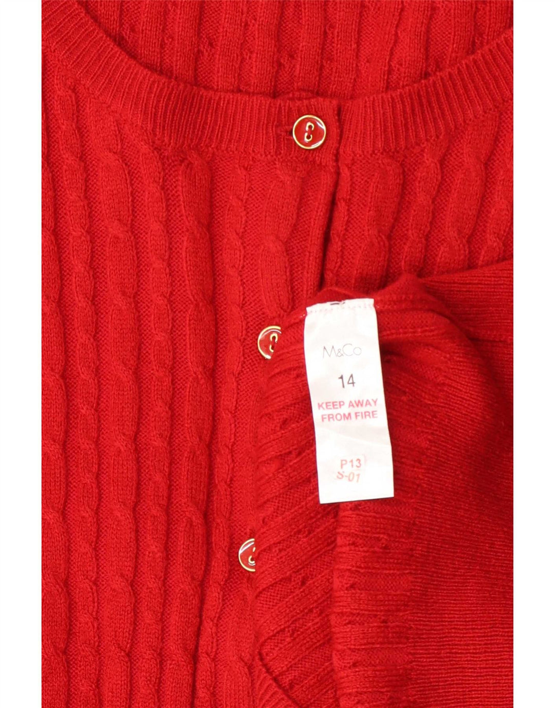 M&Co Pull Cardigan Femme UK 14 Acrylique Rouge Moyen