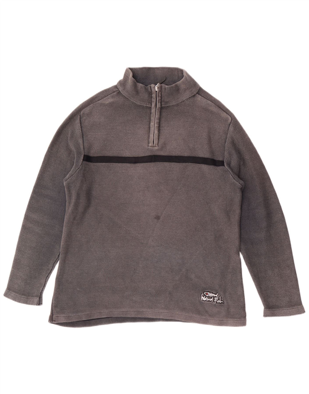 WEIRD FISH Sweat-shirt à col zippé pour homme Petit gris en coton color block