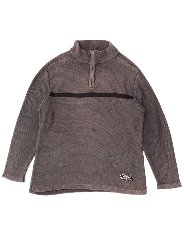 WEIRD FISH Sweat-shirt à col zippé pour homme Petit gris en coton color block