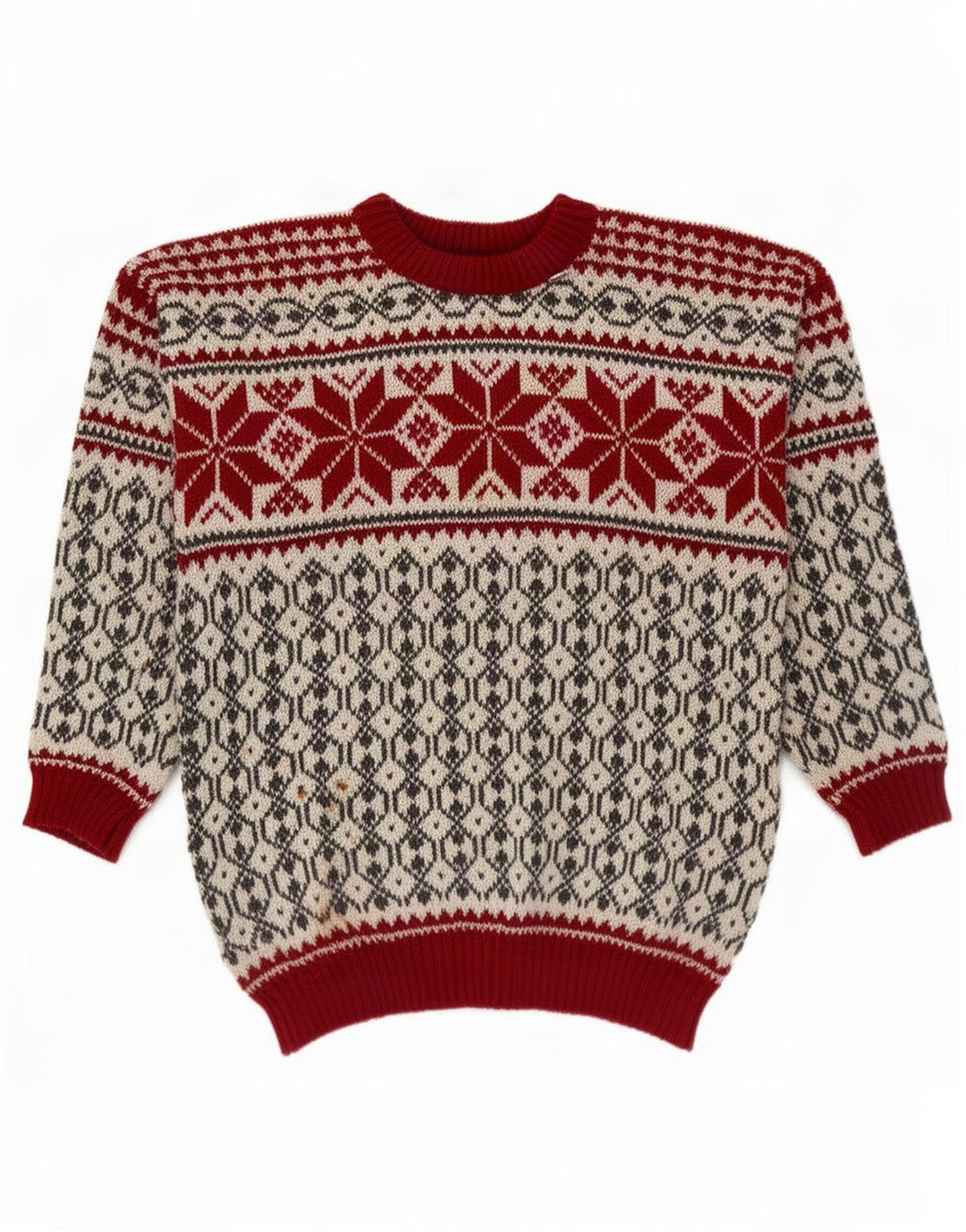 Voss Pull unisexe à col rond pour homme Blanc cassé Fair Isle