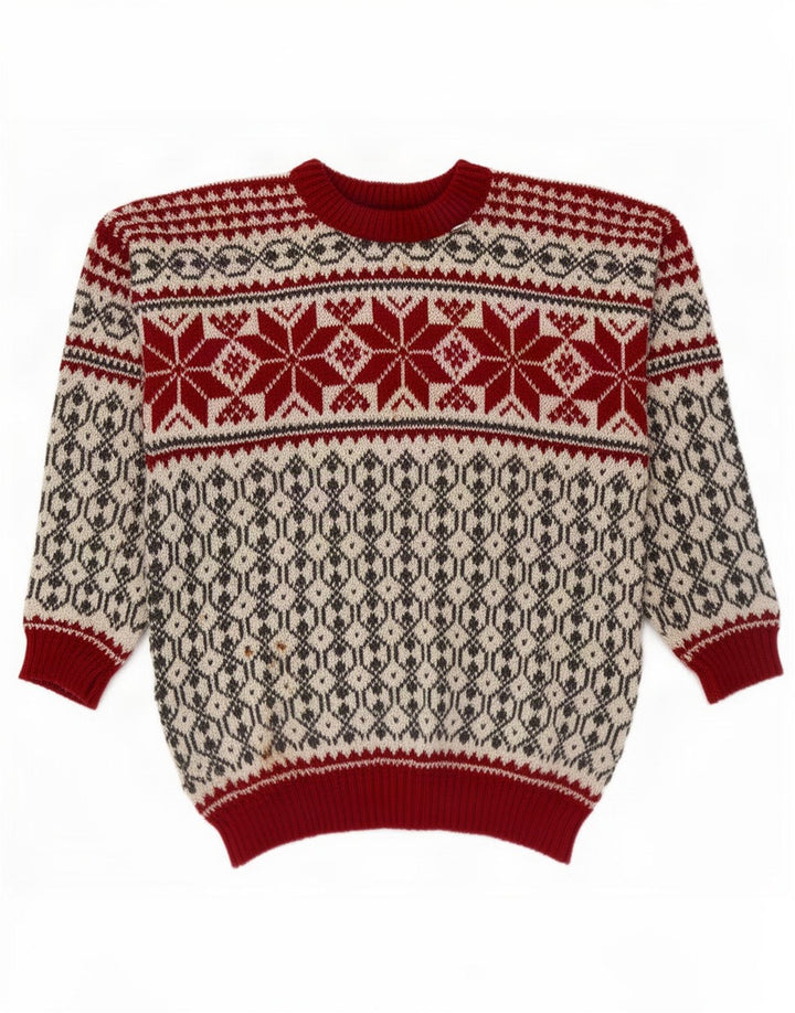 Voss Pull unisexe à col rond pour homme Blanc cassé Fair Isle