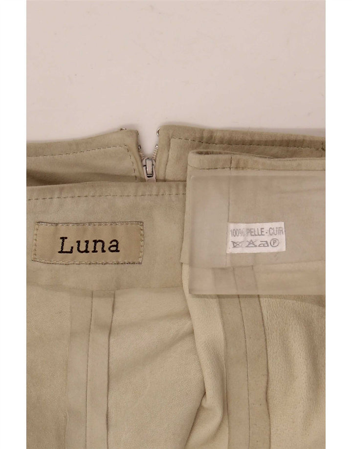 Luna Jupe trapèze en daim pour femme W28 Cuir beige moyen
