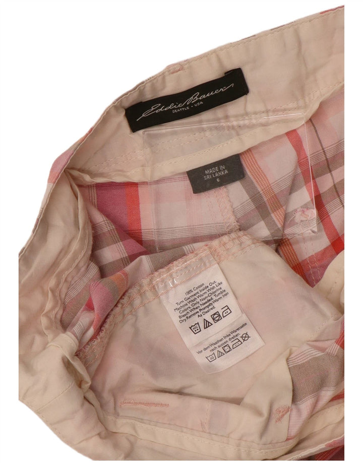EDDIE BAUER Short Chino Femme US 6 Medium W32 Rose à Carreaux Coton