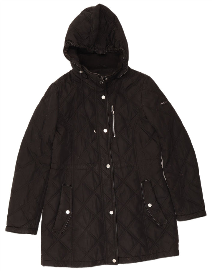 Dkny Veste matelassée à capuche pour femme UK 14 Bleu marine moyen Polyester