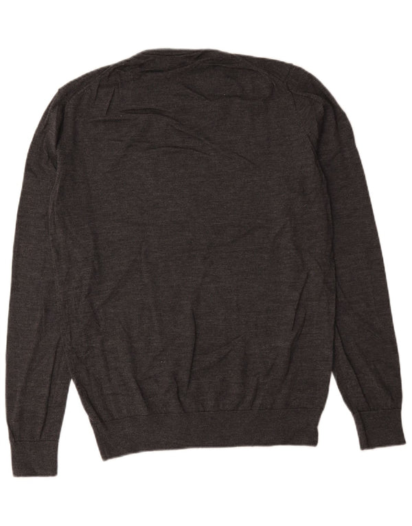 Zara Pull à col rond pour homme en laine grise