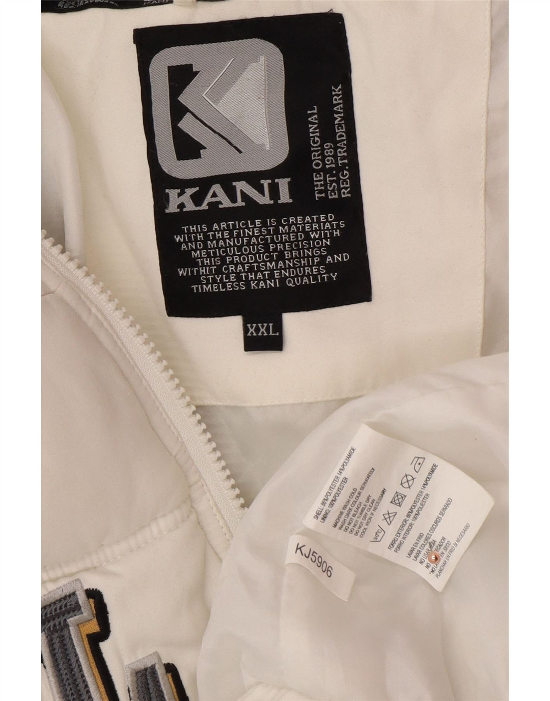 KARL KANI Veste matelassée à capuche graphique pour hommes UK 44 2XL Blanc Polyester