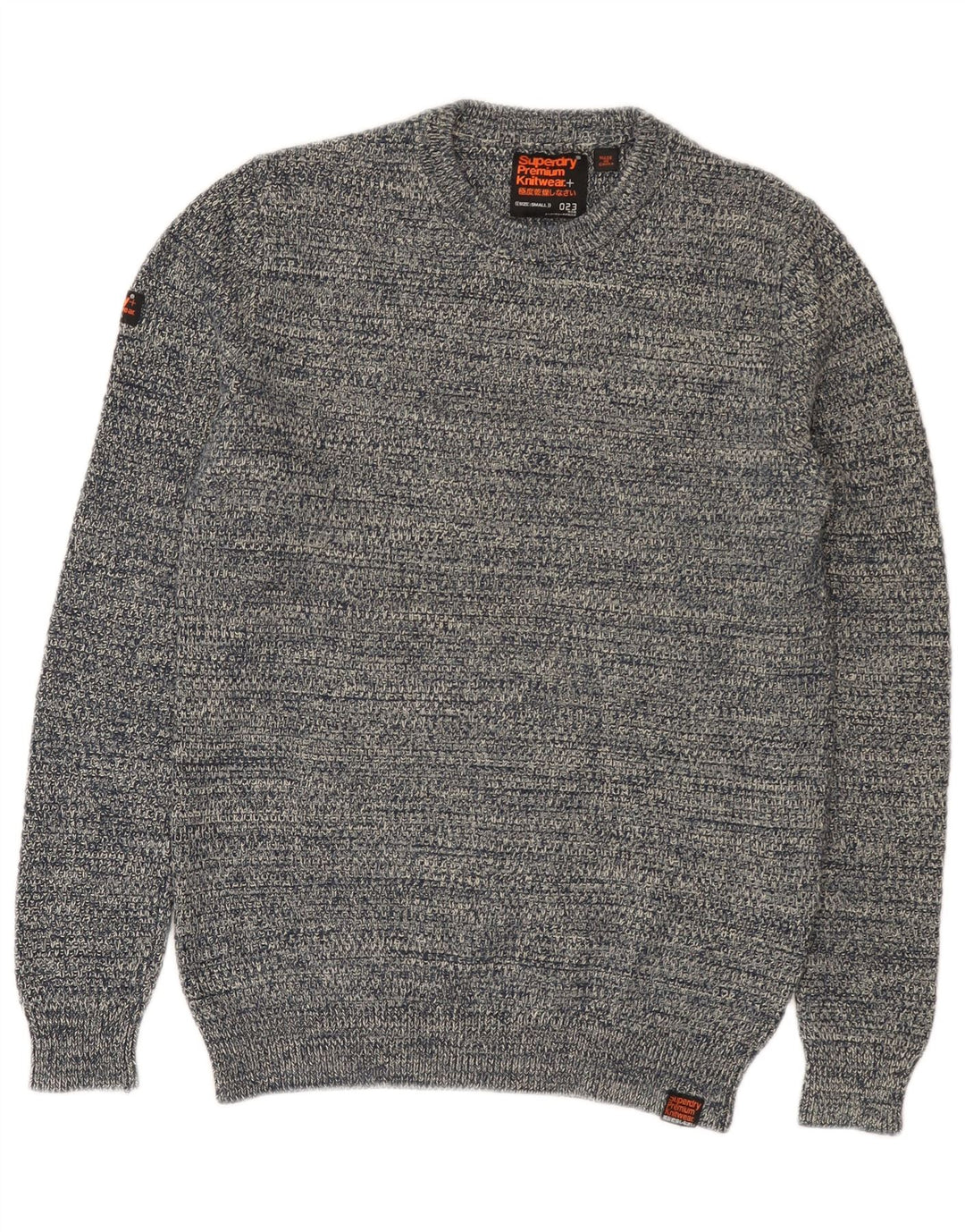 SUPERDRY Pull col rond homme petit coton moucheté bleu marine