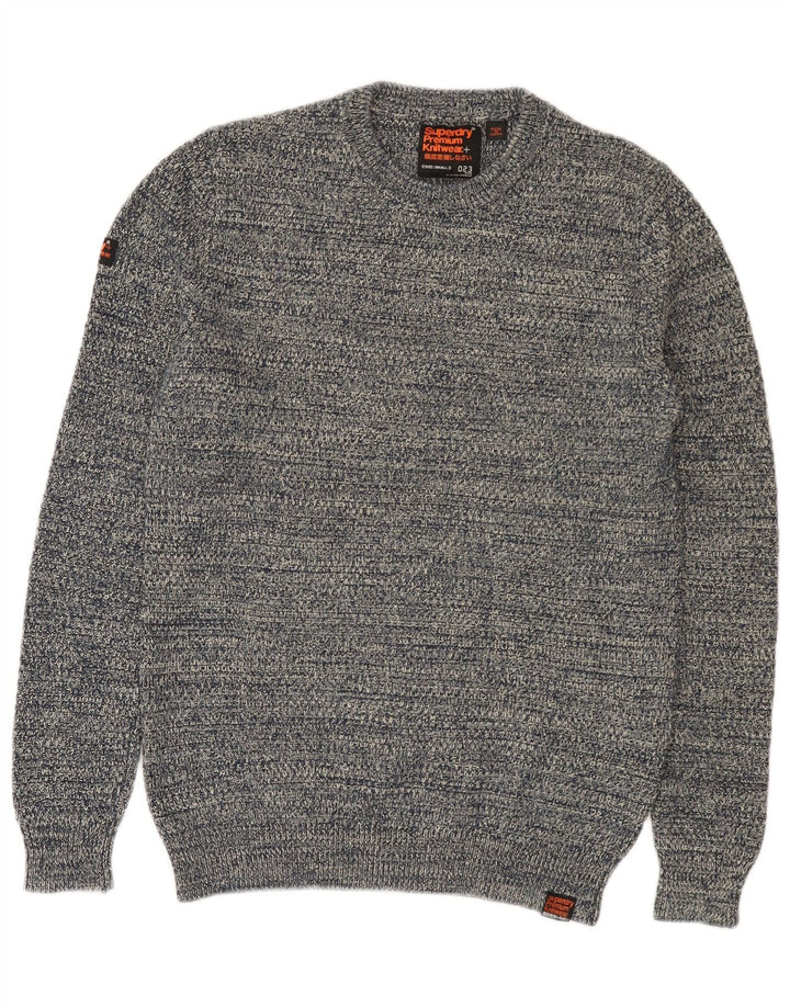SUPERDRY Pull col rond homme petit coton moucheté bleu marine
