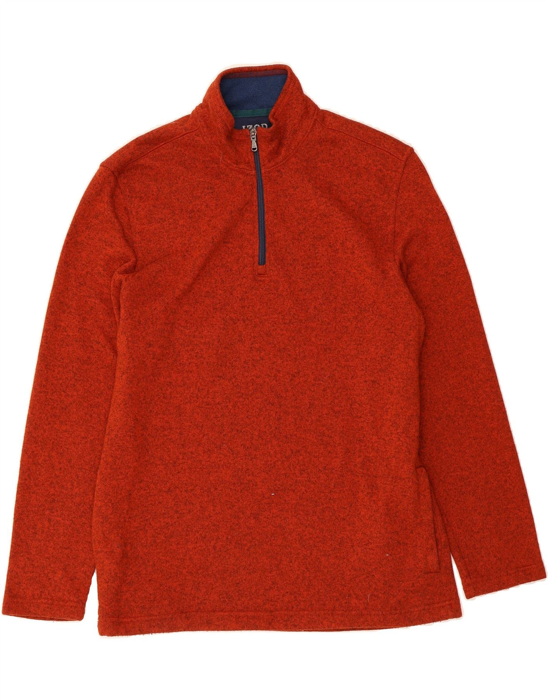 IZOD Mens Zip Neck Sweatshirt Jumper Large Orange Flecked Polyester Vintage Izod and Second-Hand Izod from Messina Hembry 