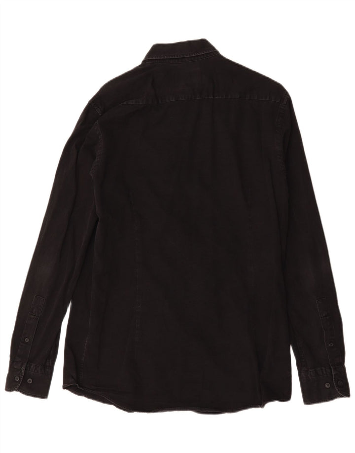 Massimo Dutti Chemise en Jean Homme Noir Moyen Coton