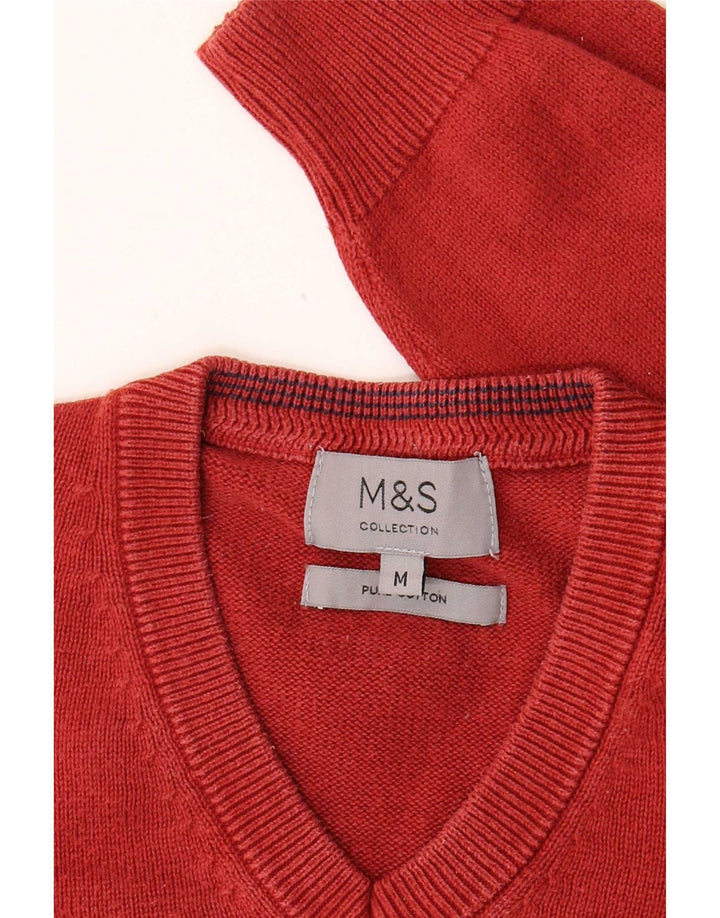 Marks & Spencer Pull Col V Homme Rouge Moyen Coton