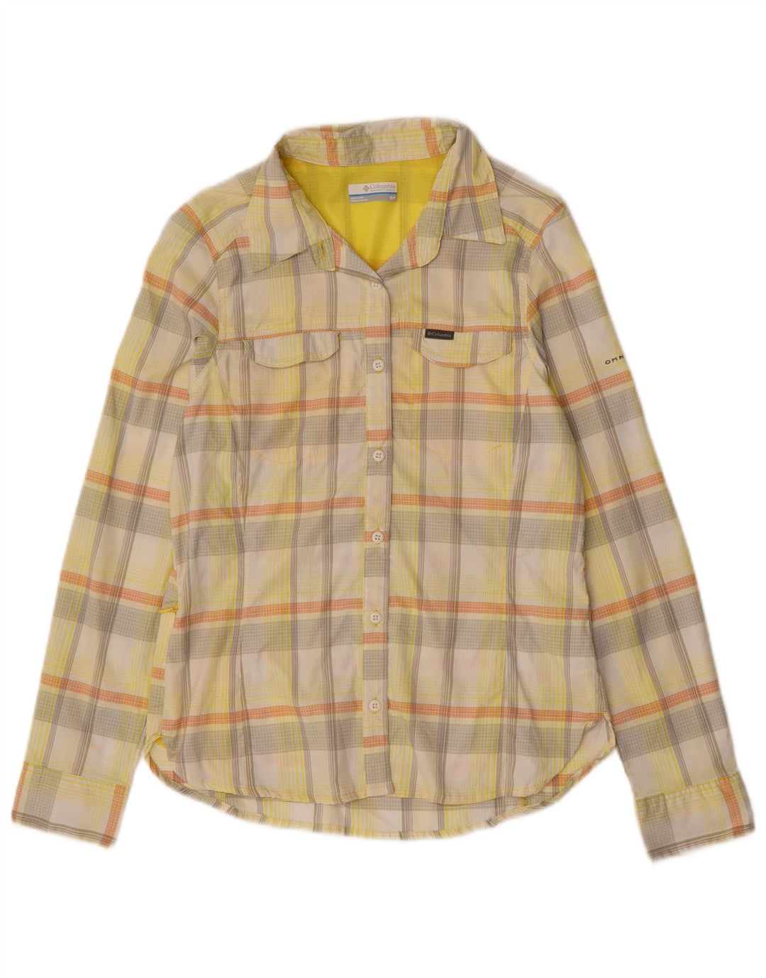 COLUMBIA Womens Shirt UK 10 Small Yellow Plaid Polyester