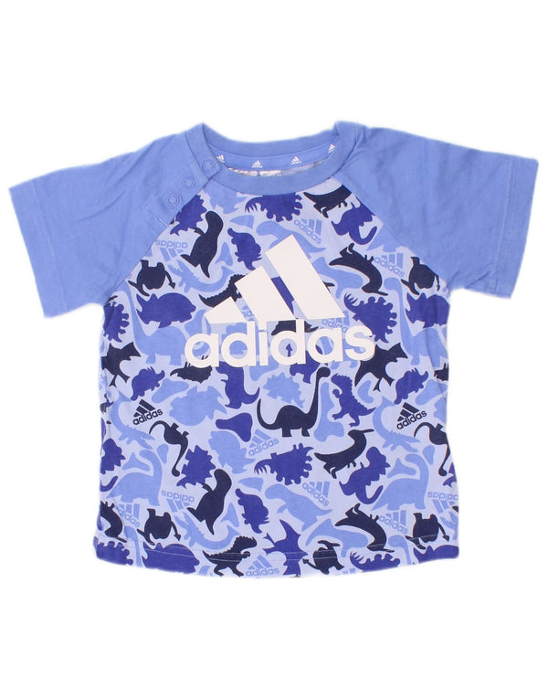 Adidas T-shirt graphique pour bébé garçon 9-12 mois en coton bleu imprimé animal