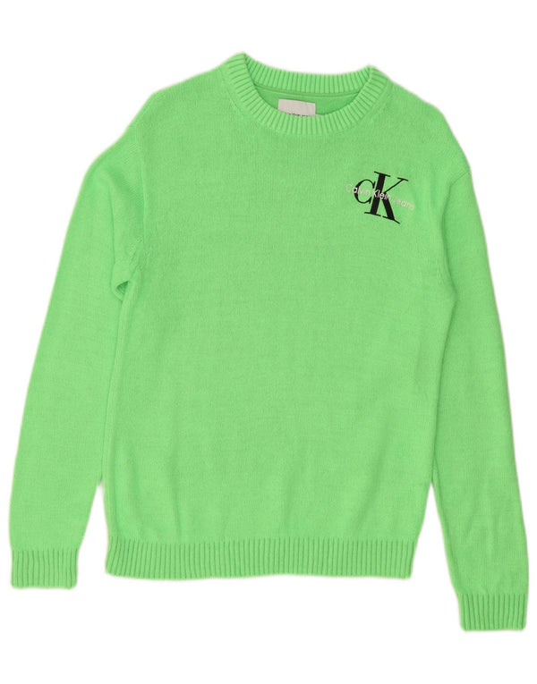 CALVIN KLEIN JEANS Pull ras du cou pour femme UK 14 Vert moyen