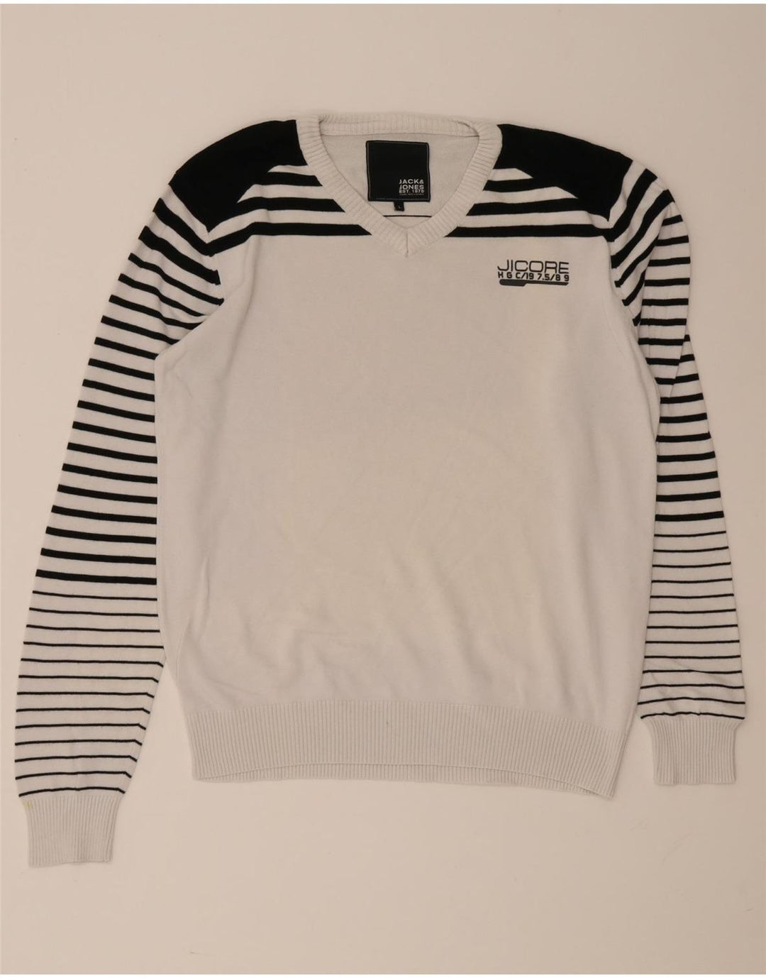 Jack & Jones Pull Col V Homme Large Blanc Colorblock