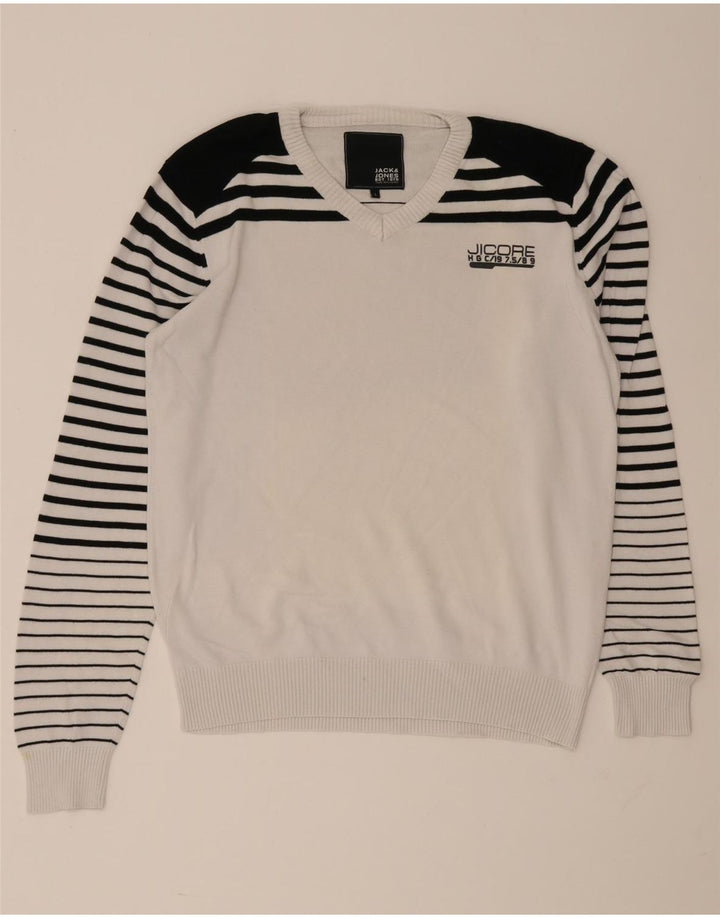 Jack & Jones Pull Col V Homme Large Blanc Colorblock