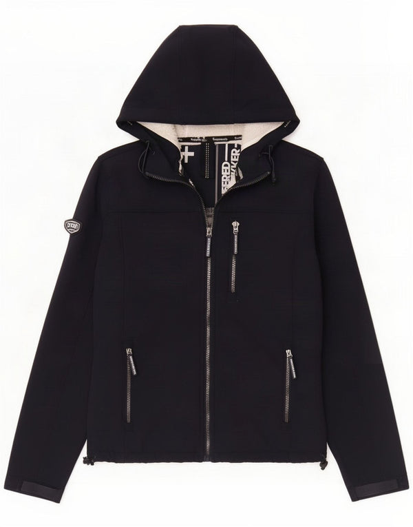 Superdry Veste coupe-vent à capuche Sherpa pour femme UK 12 Bleu marine moyen