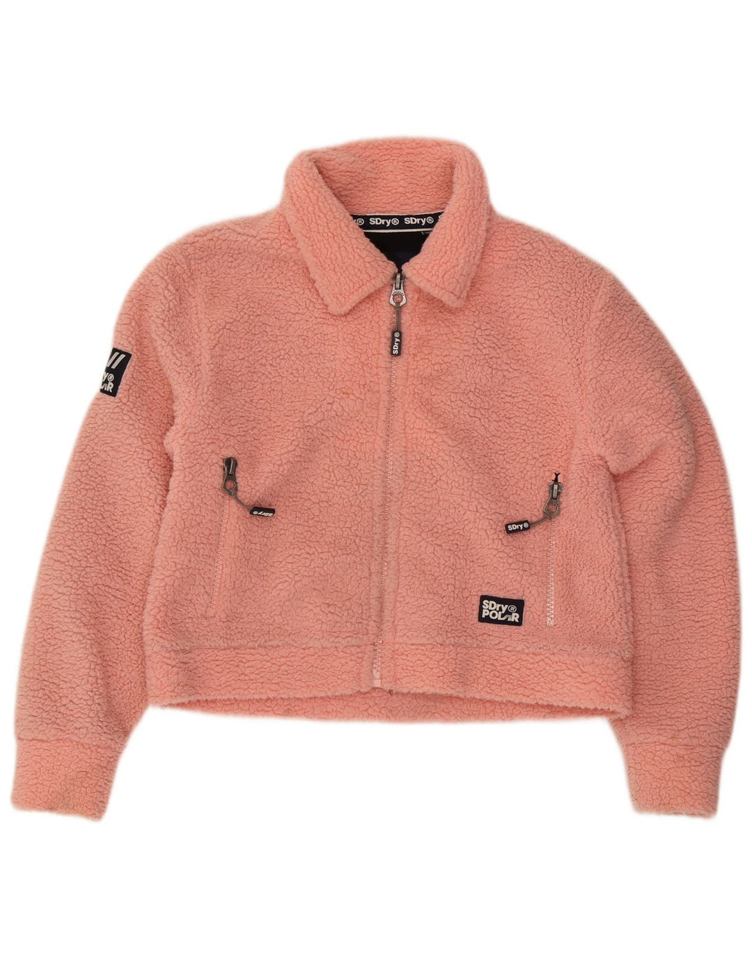 Superdry Veste polaire surdimensionnée Teddy Bear pour femme UK 10 Petit Rose