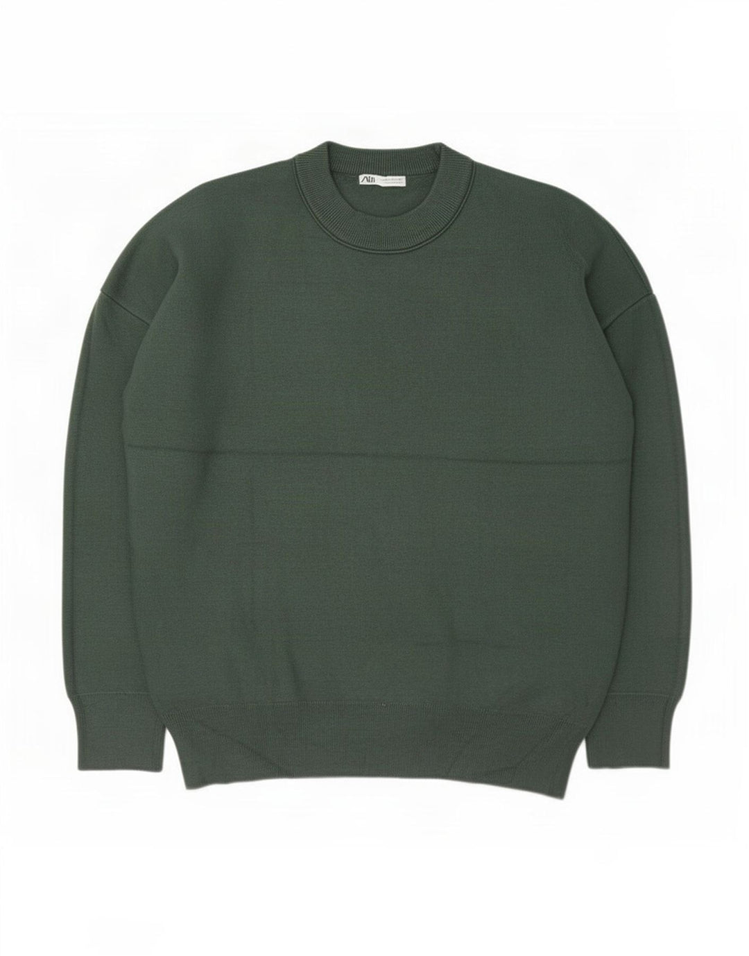 Zara Pull Col Rond Homme Vert Moyen Viscose