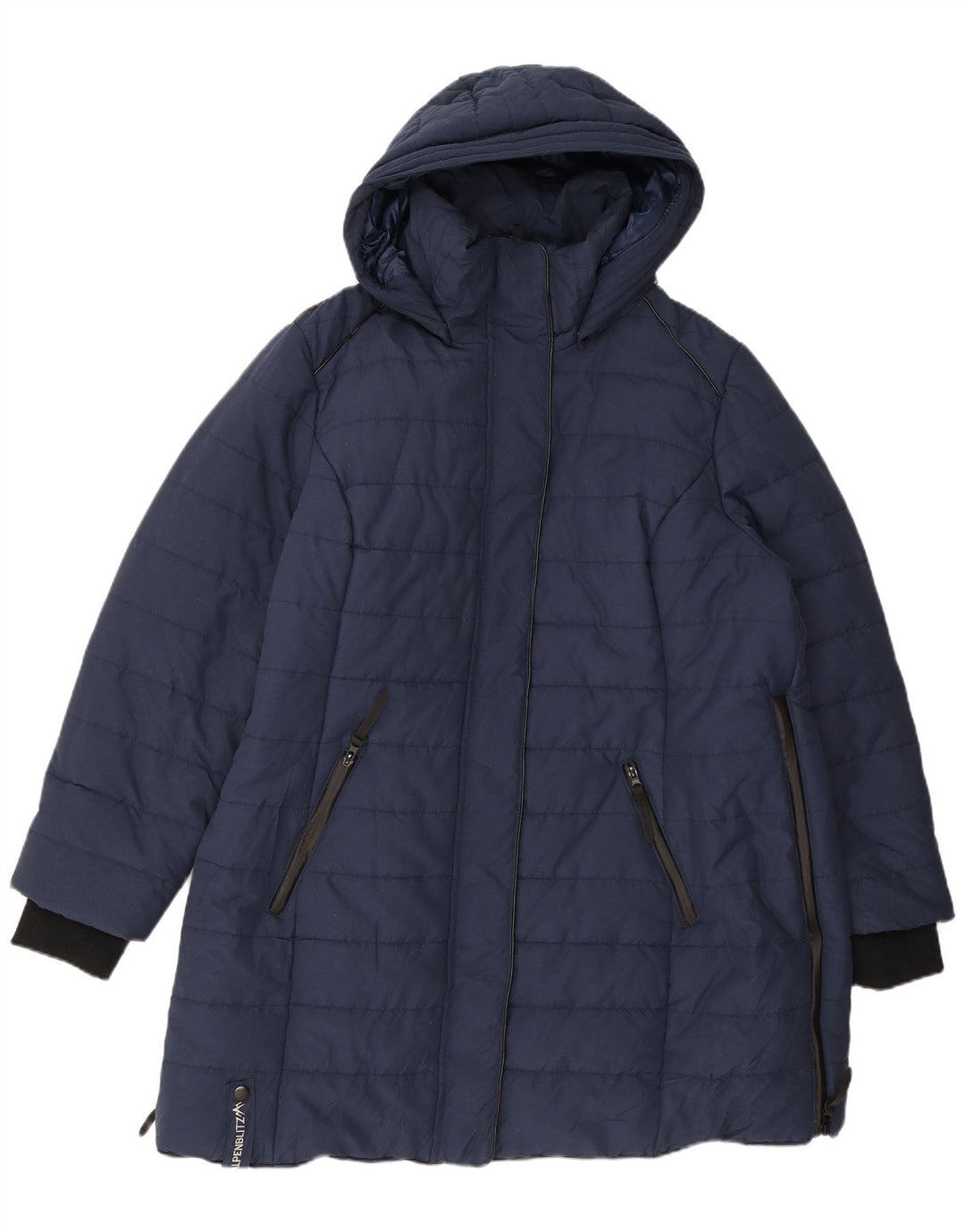 Alpenblitz Manteau rembourré à capuche pour femme UK 24 4XL Bleu marine Polyester
