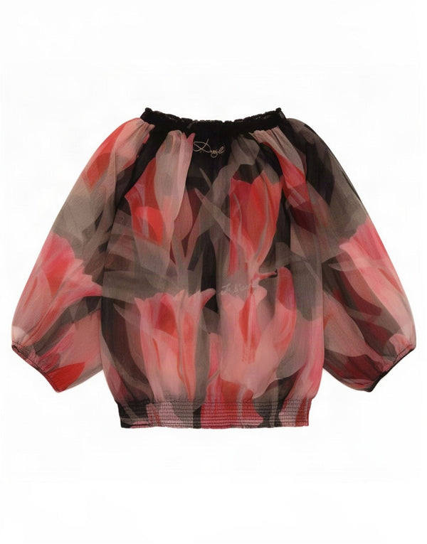 Desigual Femme Blouse Graphique Oversize Top UK 14 Moyen Multicolore