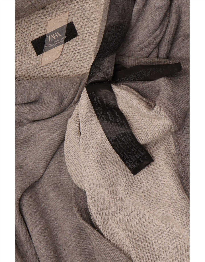 Zara Pull À Capuche Homme Gris Moyen Polyester